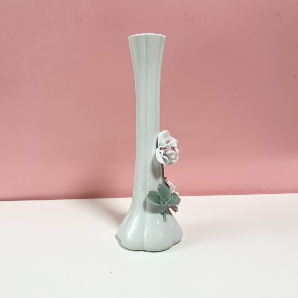 Vintage retro pastel kitsch 3D floral stem bud vase - Picture 3 of 6